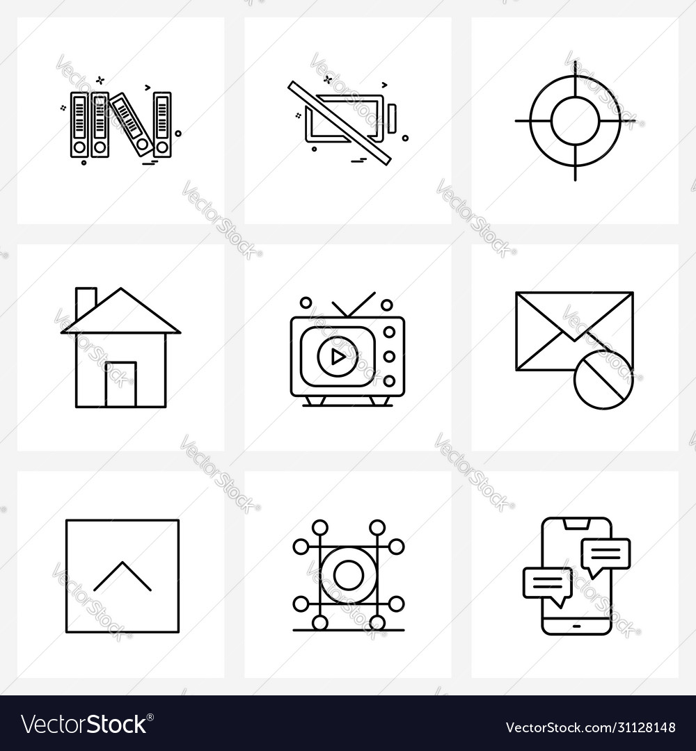 Pack 9 universal line icons for web
