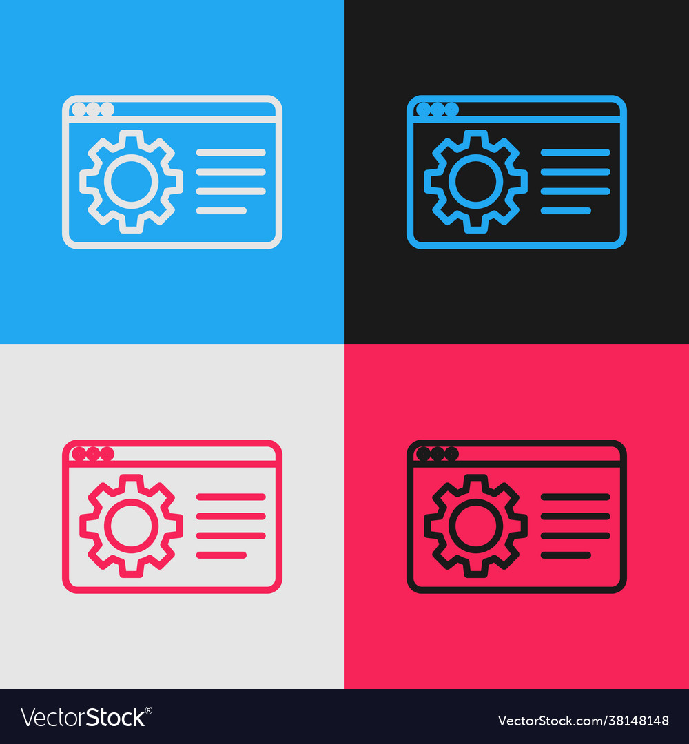 Pop art line browser setting icon isolated