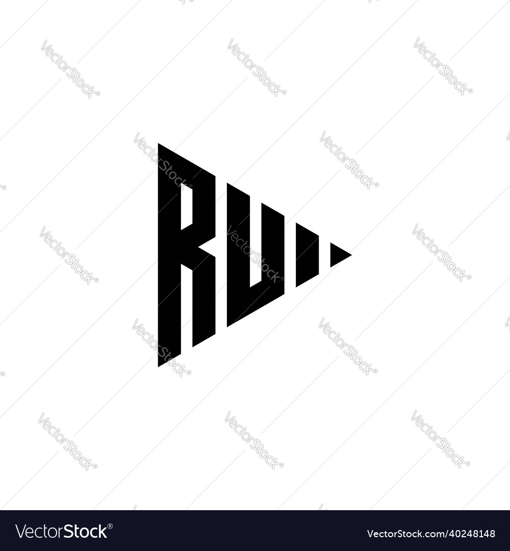 Ru logo monogram triangle shape play button