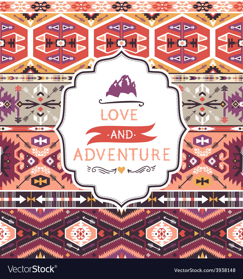 Seamless aztec pattern with geometric elements
