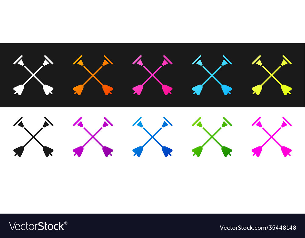 Set arrow with sucker tip icon isolated on black vector image Set arrow with sucker tip icon isolated on black