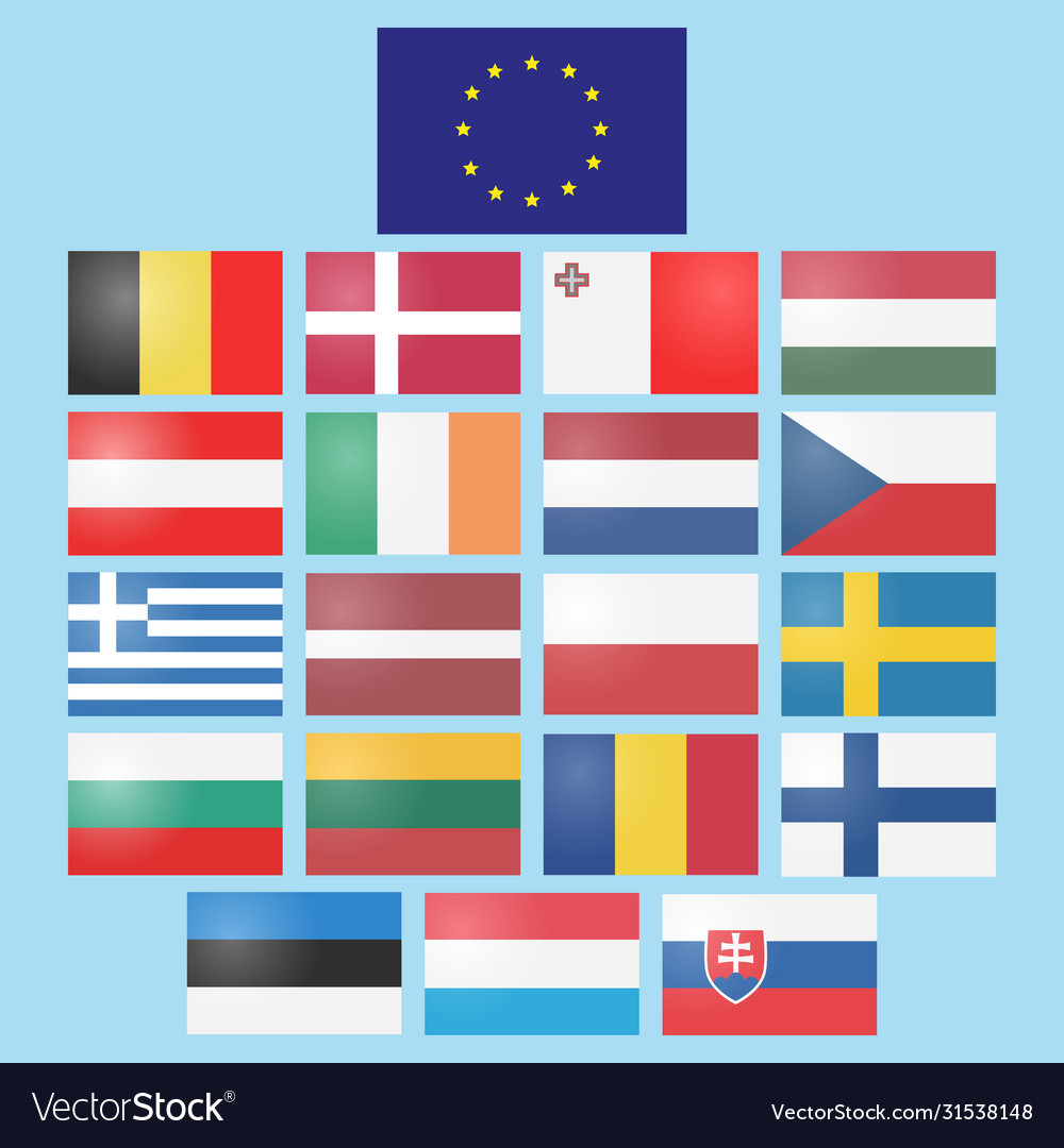 Set european union web button vector image Set european union web button
