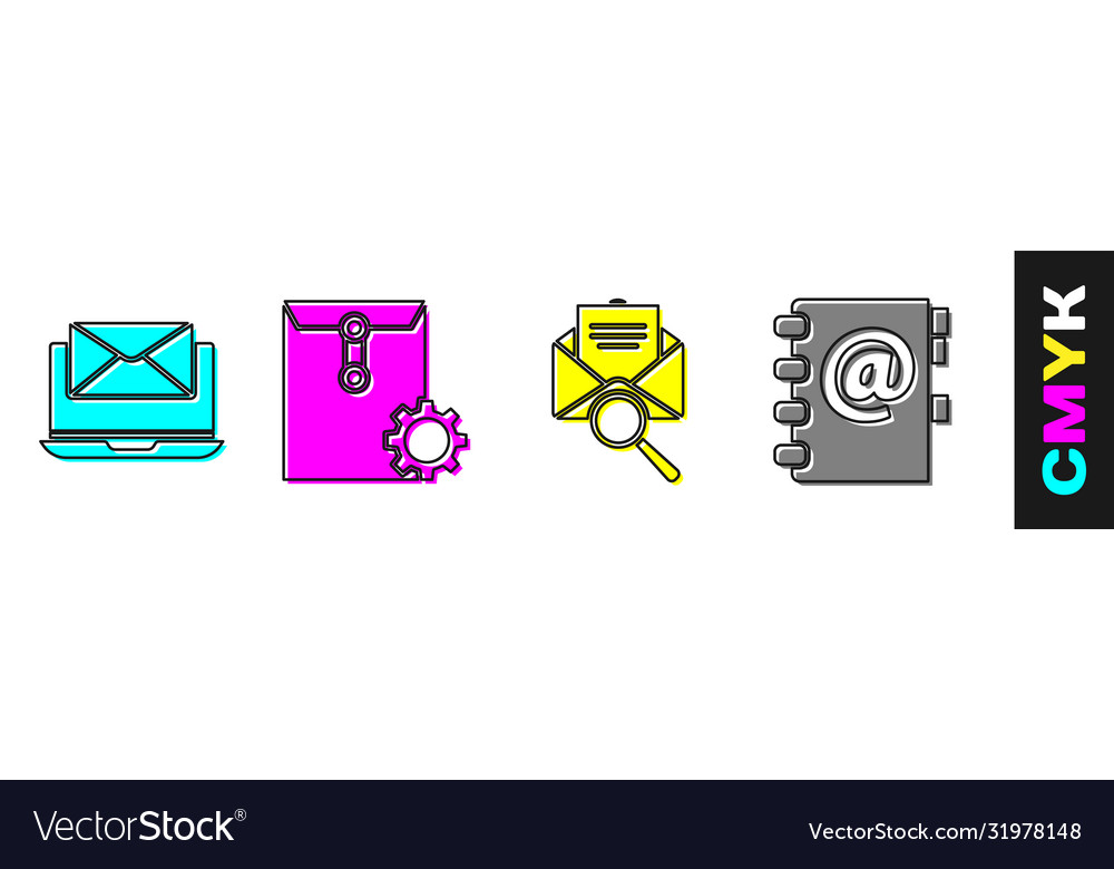 Set laptop with envelope setting vector image Set laptop with envelope setting