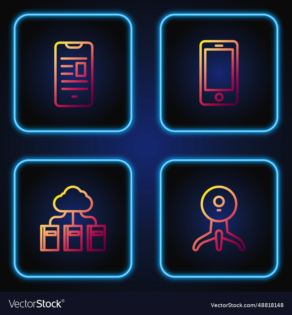 Set line web camera cloud or online library vector image Set line web camera cloud or online library