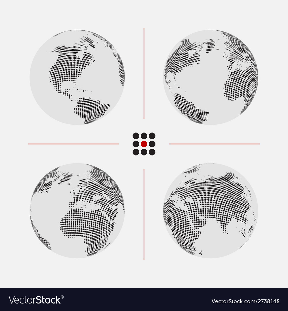 Set of dotted world maps in different resolution