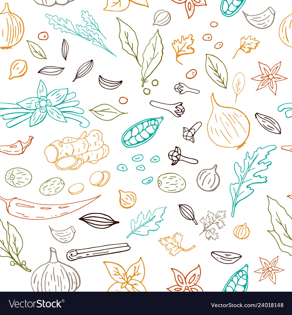 Spice Pattern - Hand Drawn Herbs