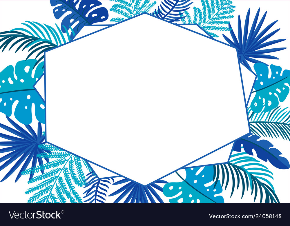 Summer floral abstract leaves frame