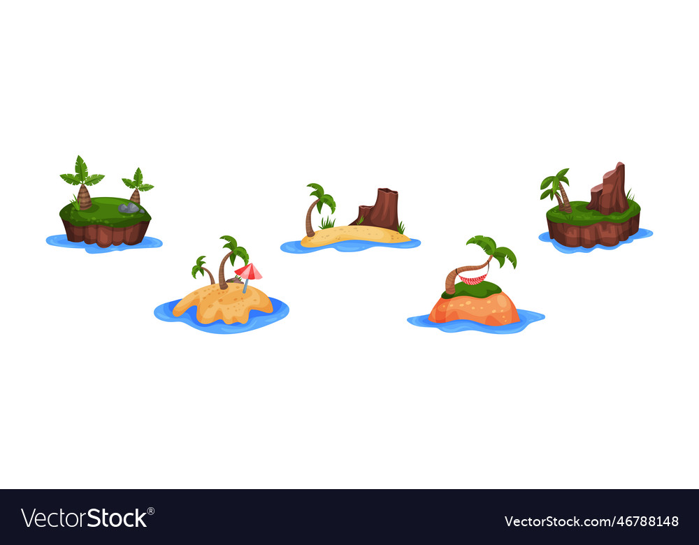 Tropical islands with palm trees surrounded