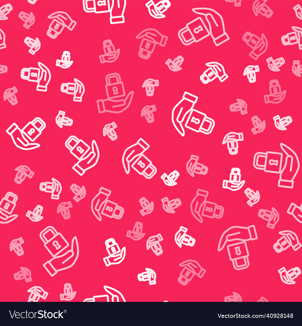 White line lock icon isolated seamless pattern Vector Image White line lock icon isolated seamless pattern