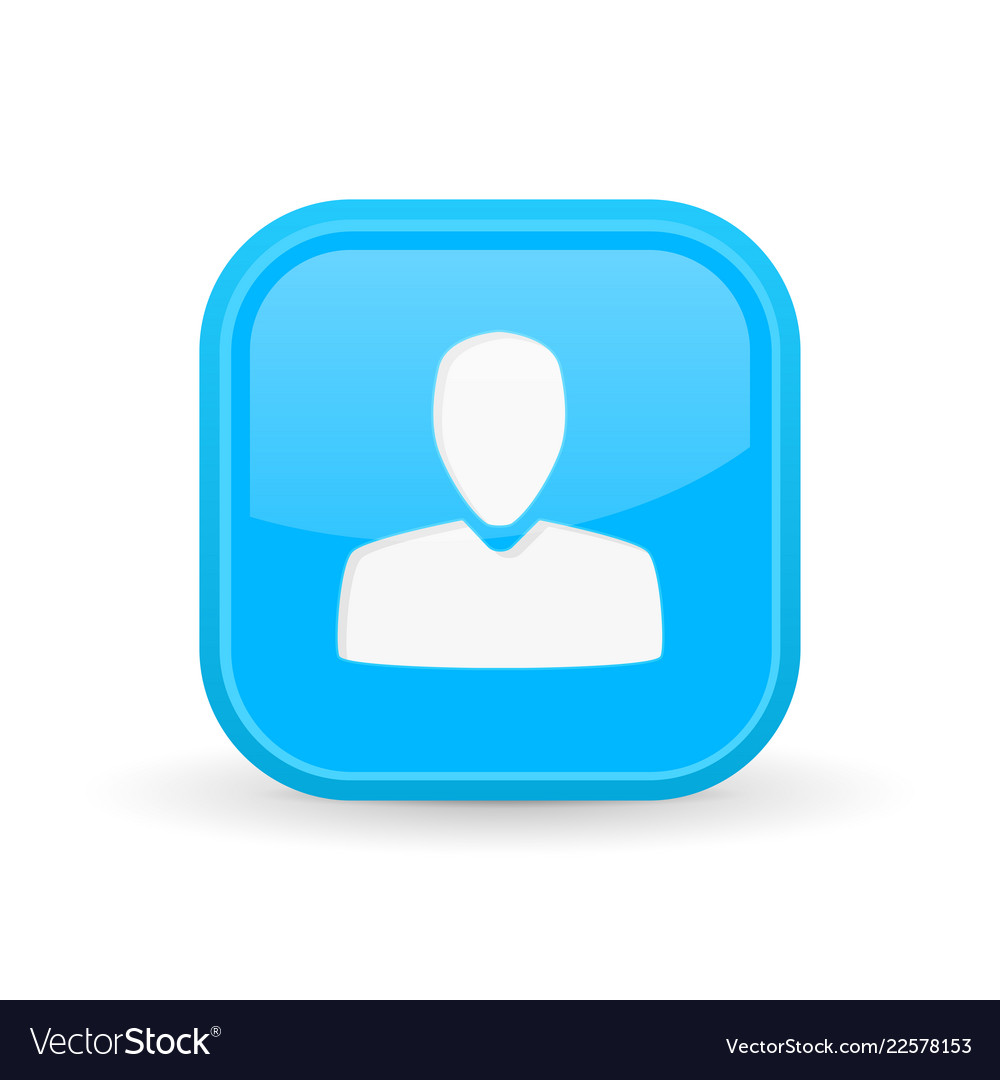 Blue User Icon Square Button