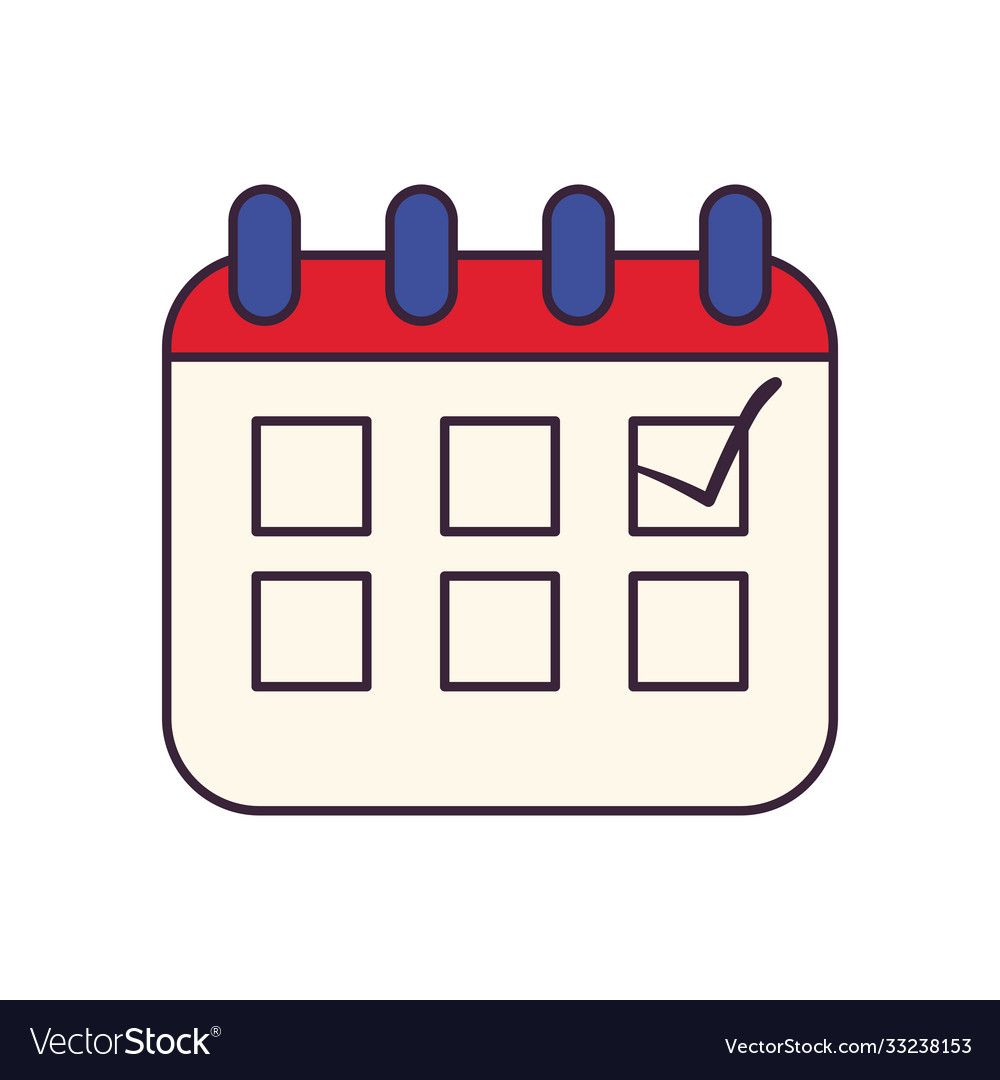 Calendar with check mark line and fill style icon