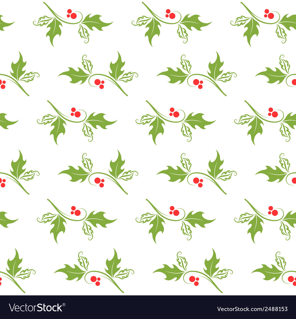 Christmas decorative pattern with holly branches