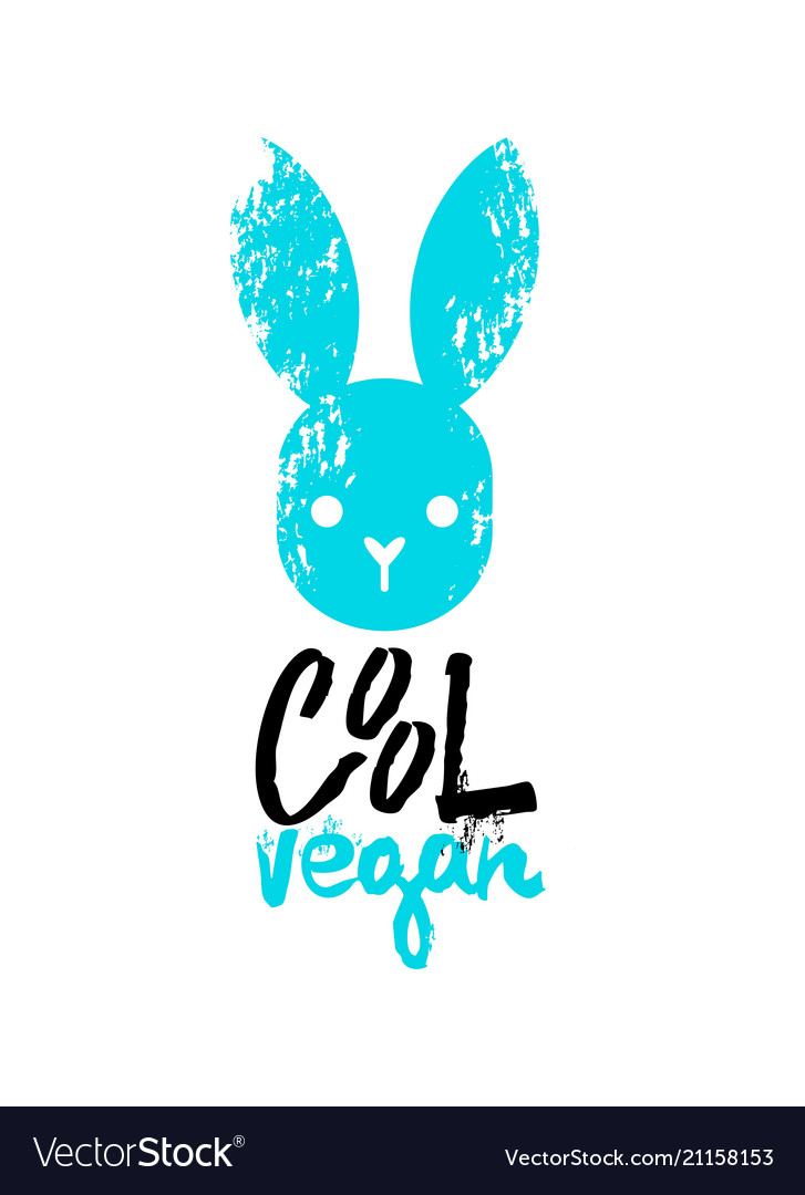 Cool vegan slogan graphic with bunny sign