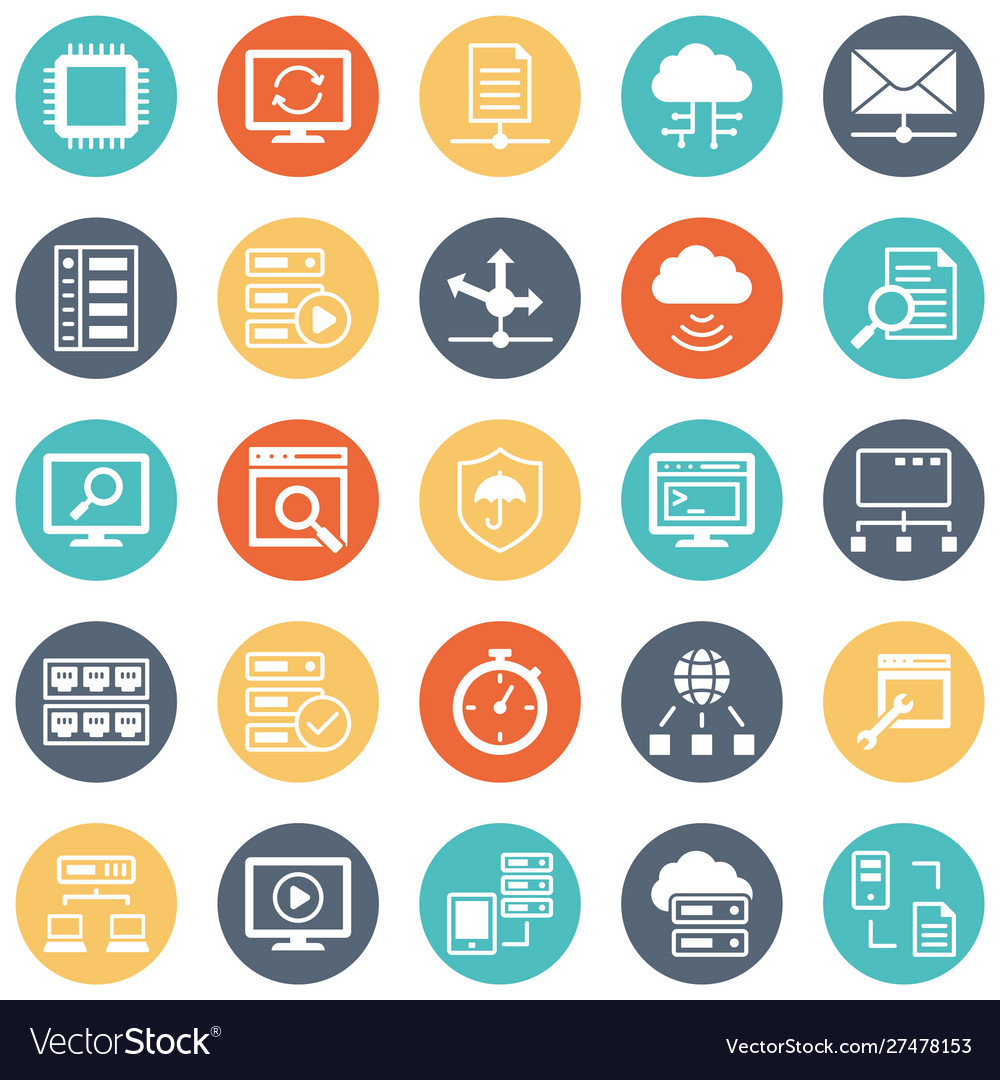 Database server and location icons set every ico