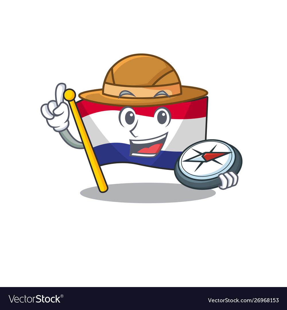 Explorer flag netherlands fluttered on cartoon Vector Image Explorer flag netherlands fluttered on cartoon