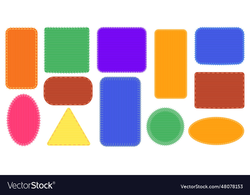 Fabric patches frames triangle and rectangle seam