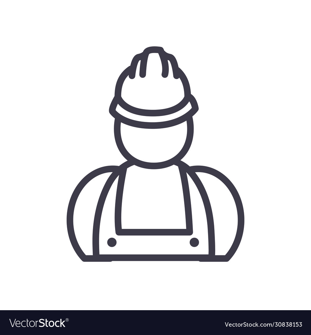 Isolated constructer man with helmet line style