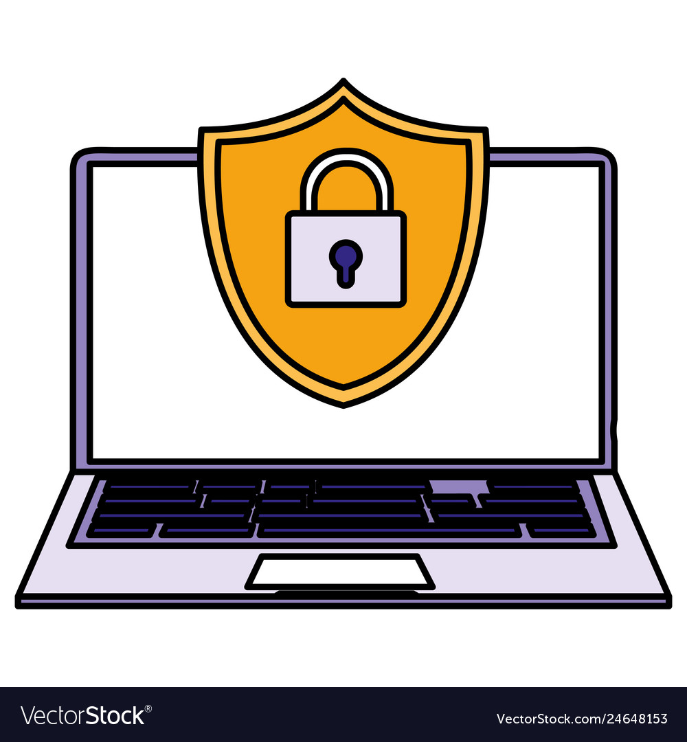 Laptop computer with shield and padlock
