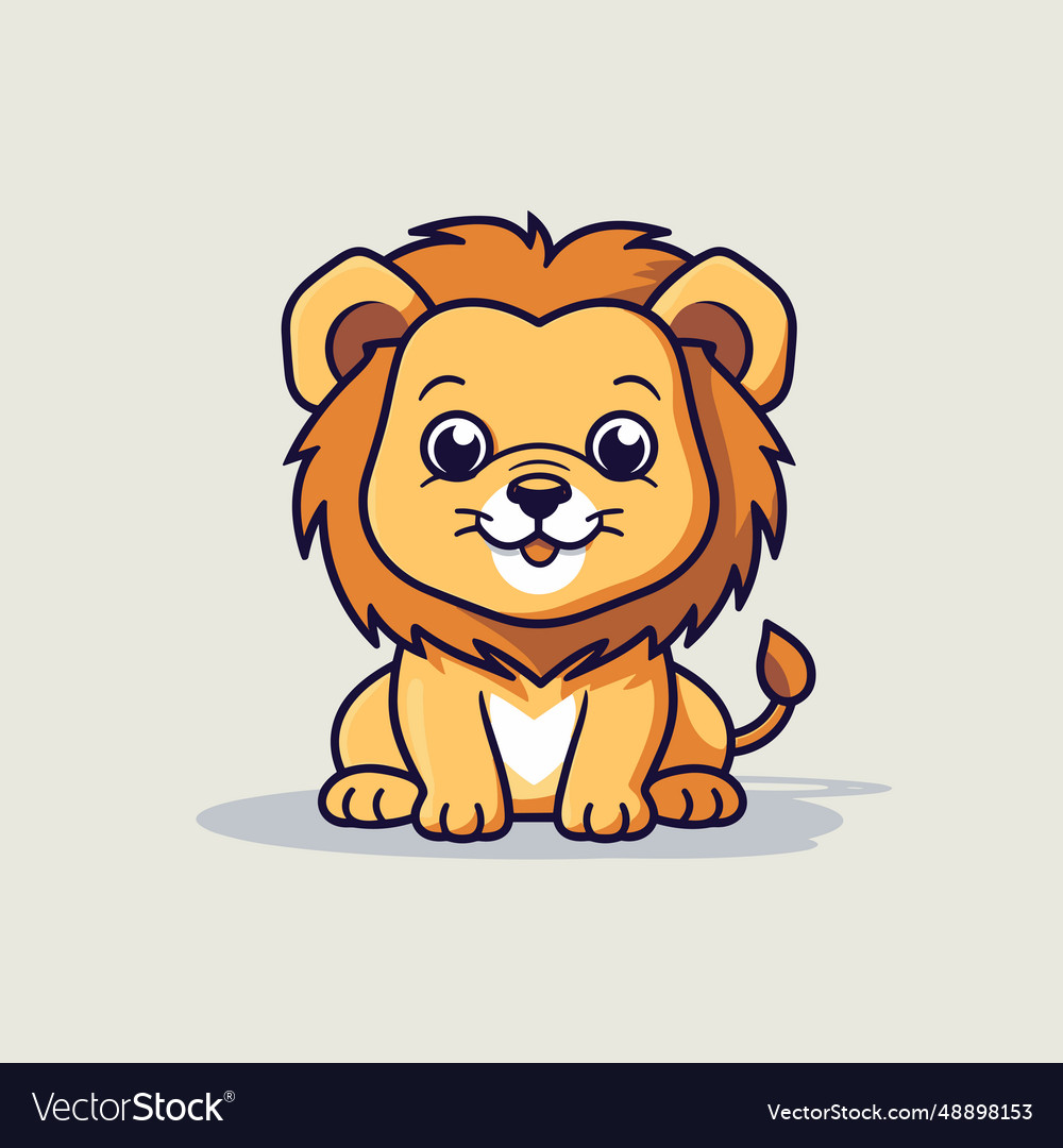 Lion lion hand-drawn comic cute doodle style Vector Image