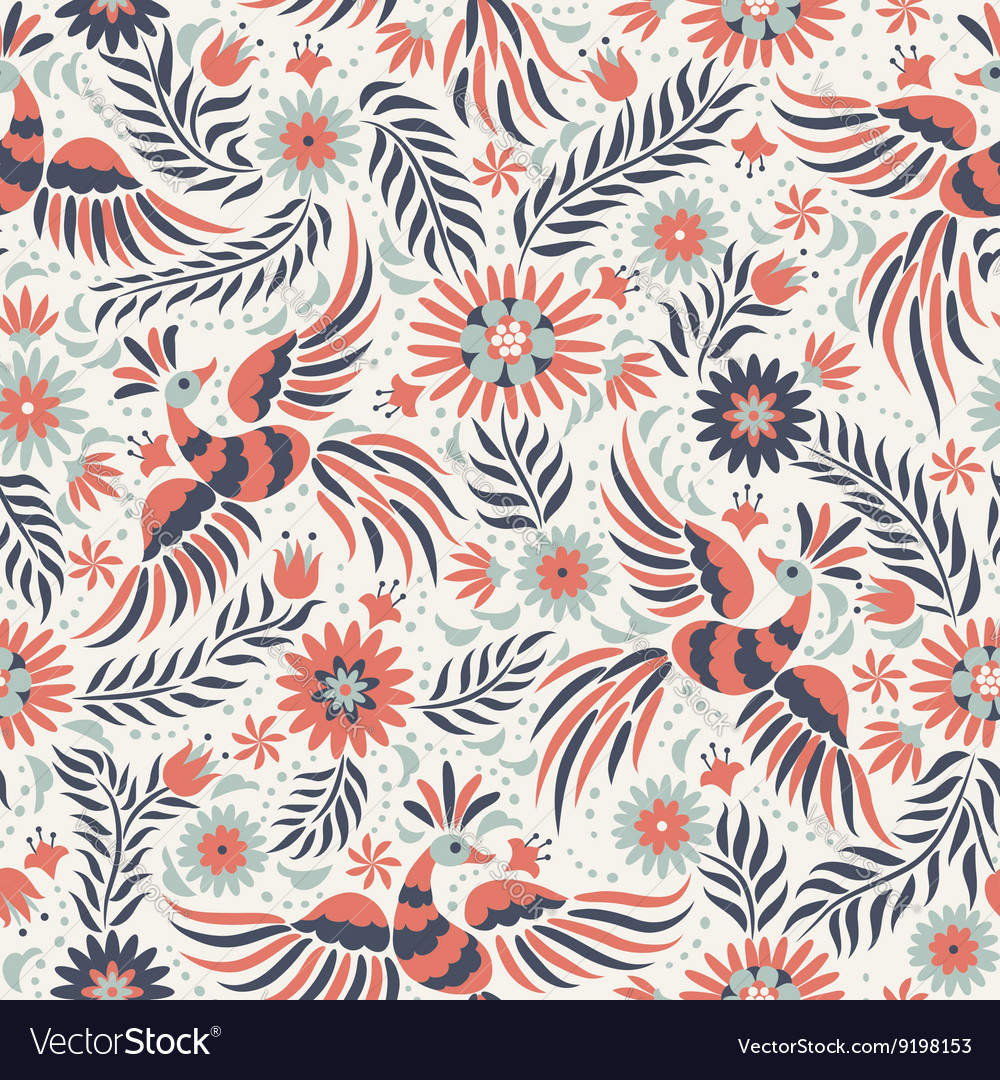 Mexican embroidery seamless pattern Royalty Free Vector