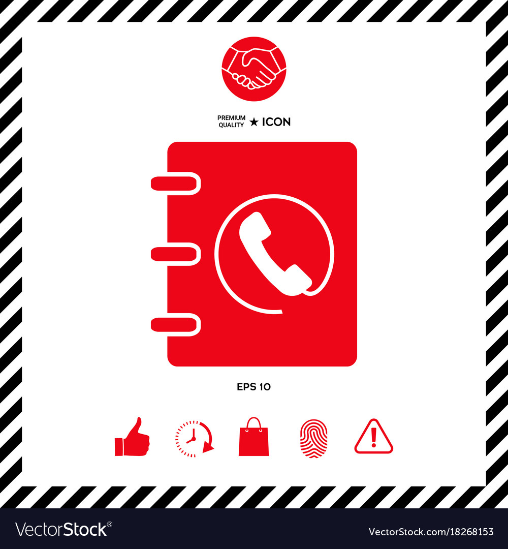 Notebook address phone book icon with handset