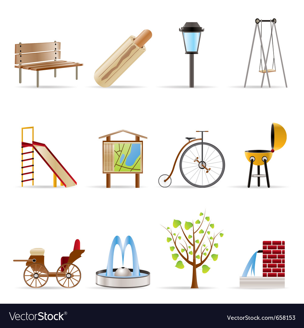 Park objects and signs icon Royalty Free Vector Image