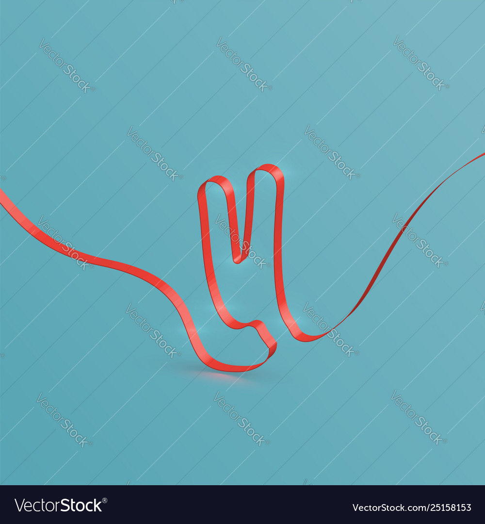 Realistic ribbon font from a typeset