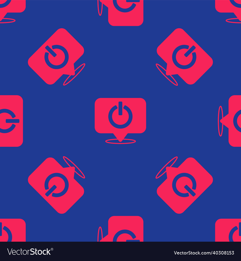 Red power button icon isolated seamless pattern vector image Red power button icon isolated seamless pattern