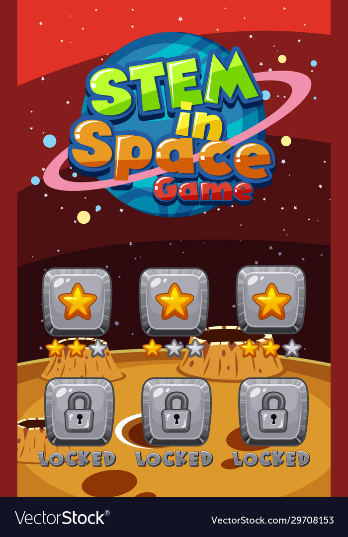 Screen template for computer game with stars vector image Screen template for computer game with stars