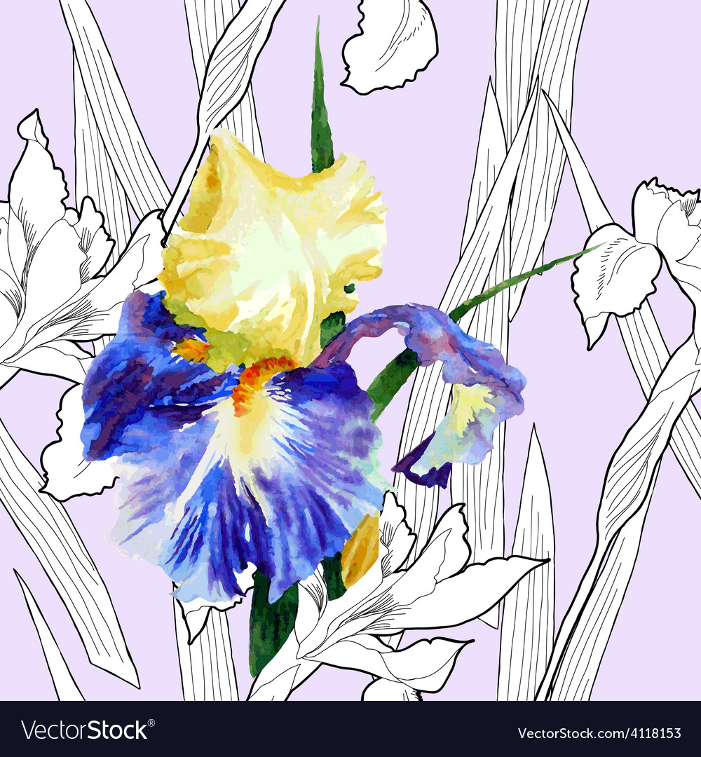 Seamless pattern with iris