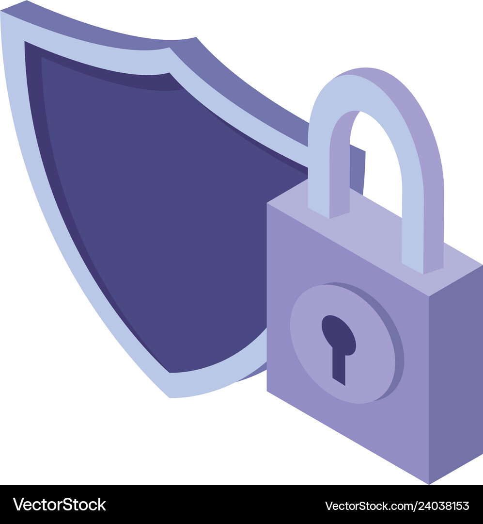 Security shield and padlock Royalty Free Vector Image