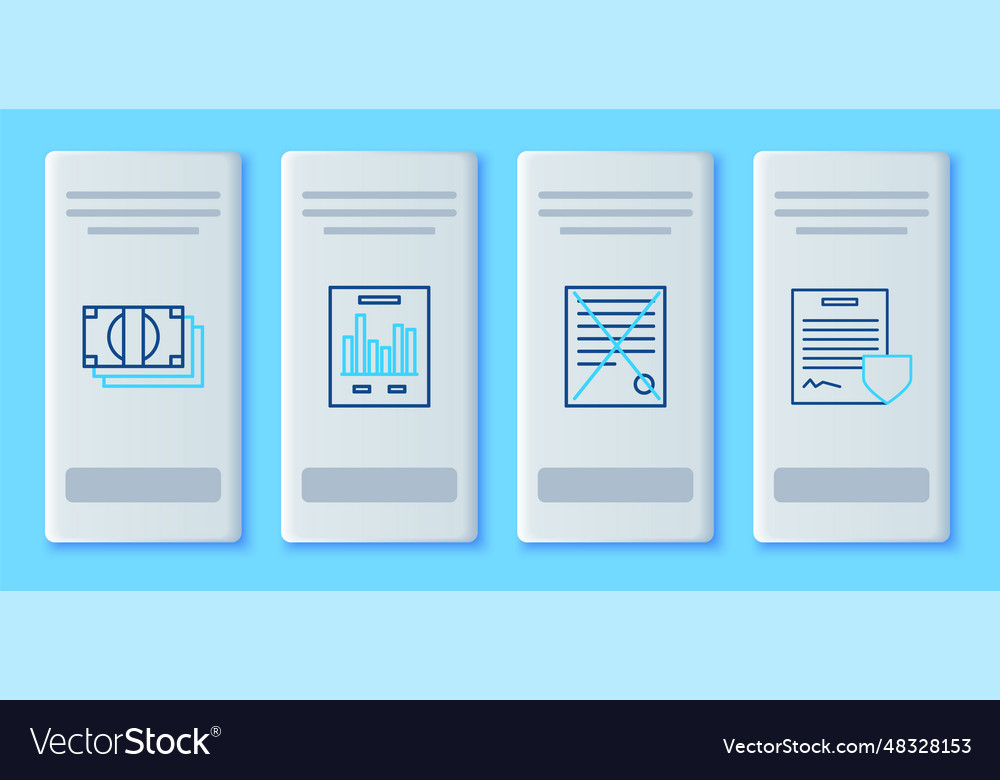 Set line document with graph chart delete file vector image Set line document with graph chart delete file