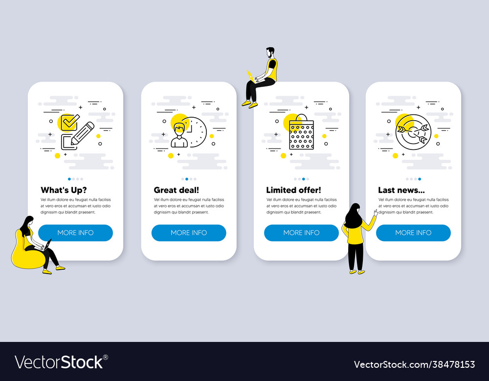 Set line icons related to working hours