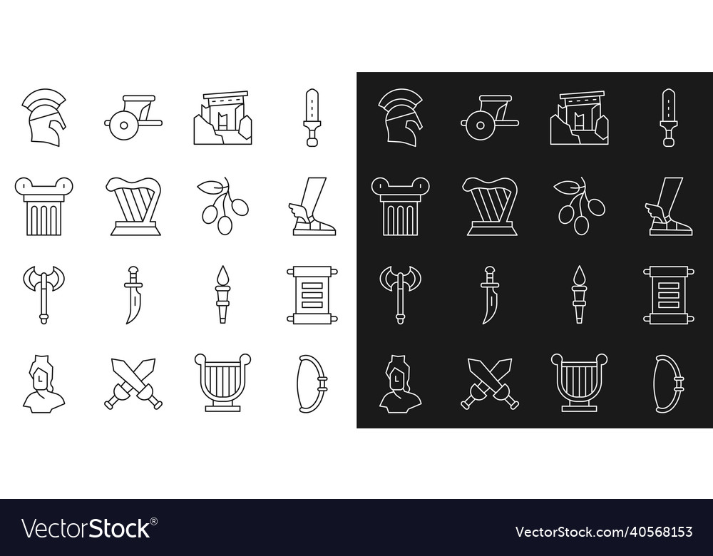 Set line medieval bow decree parchment scroll vector image Set line medieval bow decree parchment scroll