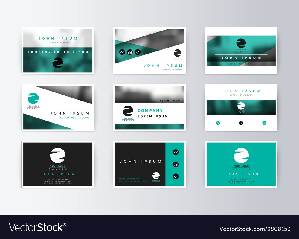 Set of business cards turquoise background