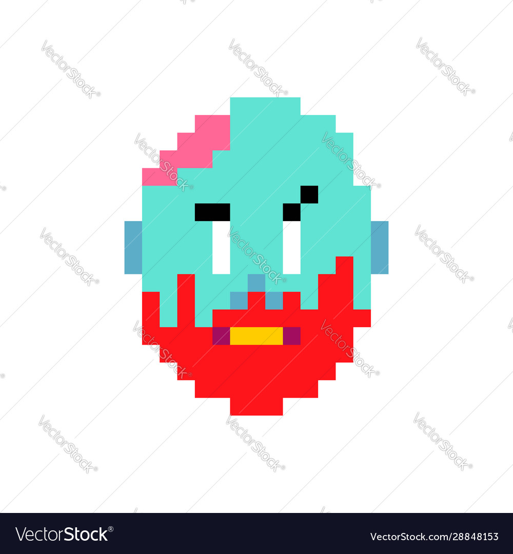 Zombie head pixel art face green dead