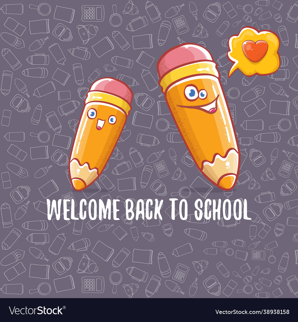 Back to school banner or poster with cartoon funky