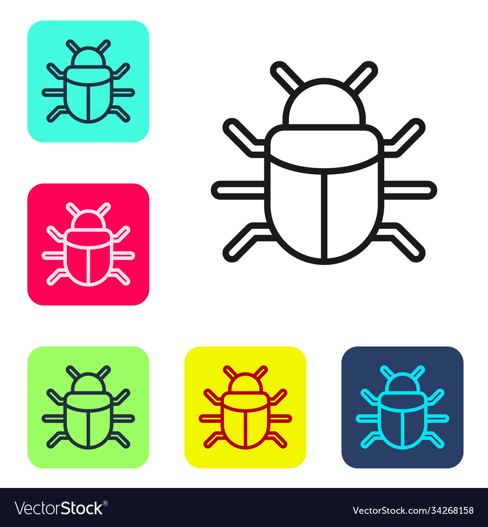 Black line system bug concept icon isolated