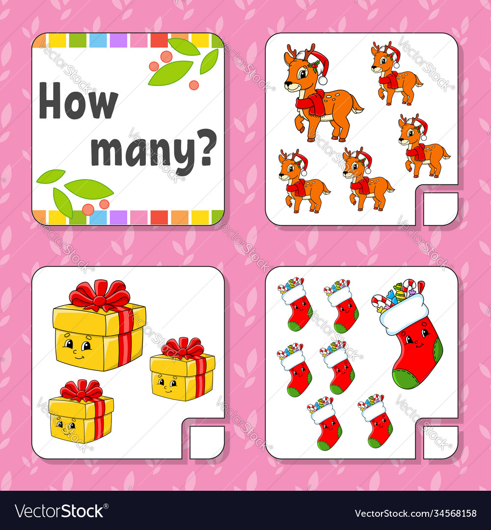 Counting game for children happy characters vector image Counting game for children happy characters