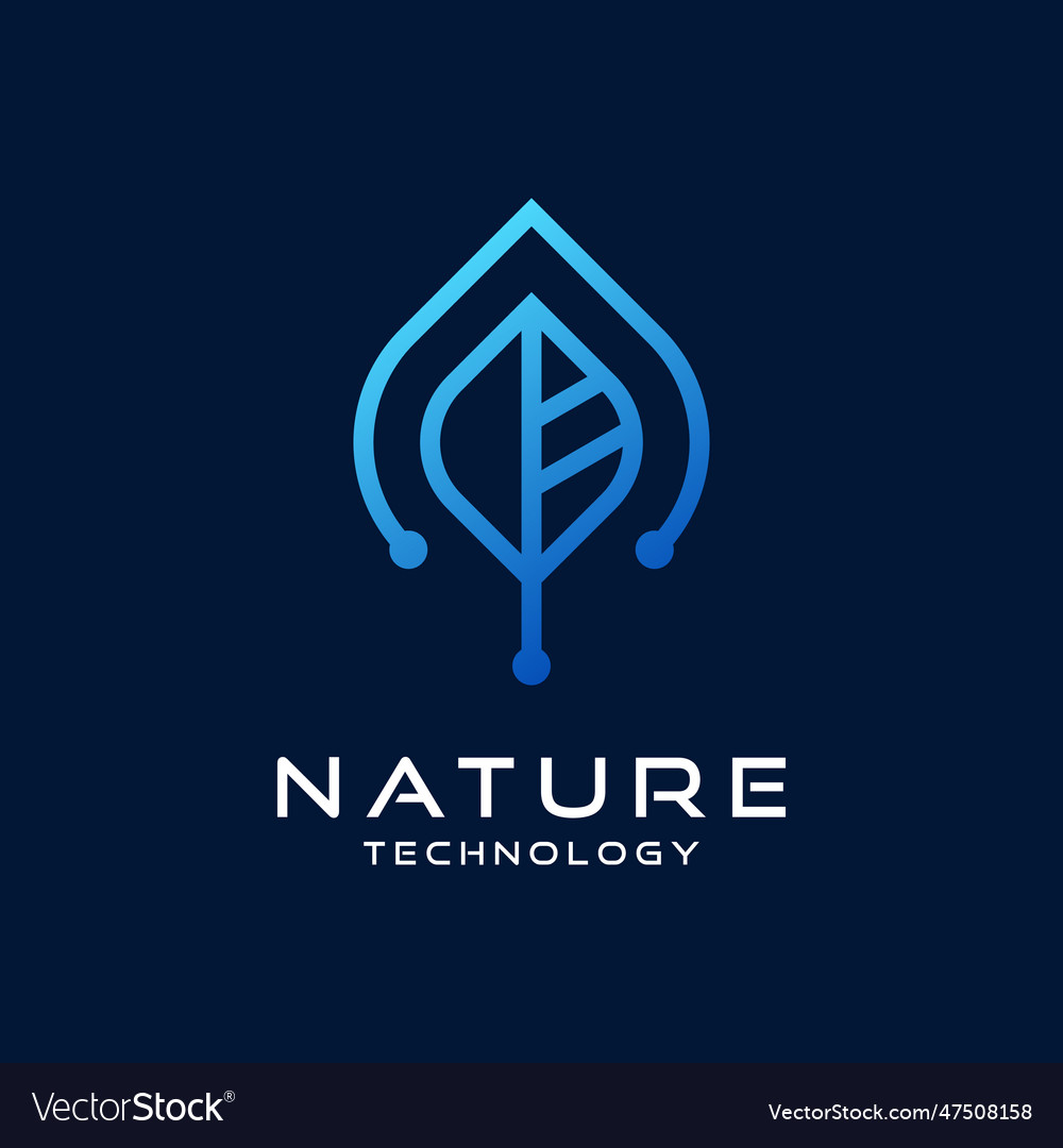 Digital leaf logo design template Royalty Free Vector Image