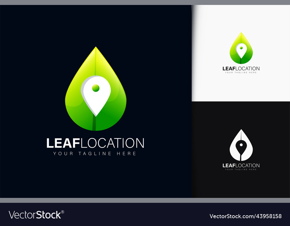 Leaf location logo design with gradient vector image Leaf location logo design with gradient