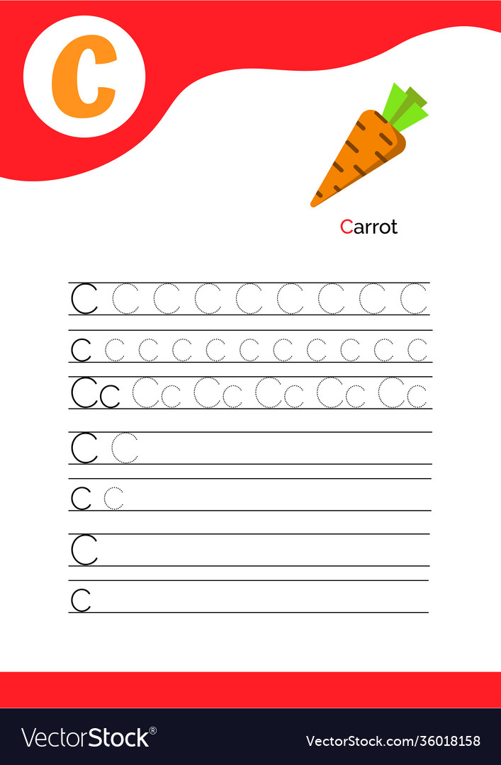 Letter C with Carrot - Handwriting Practice