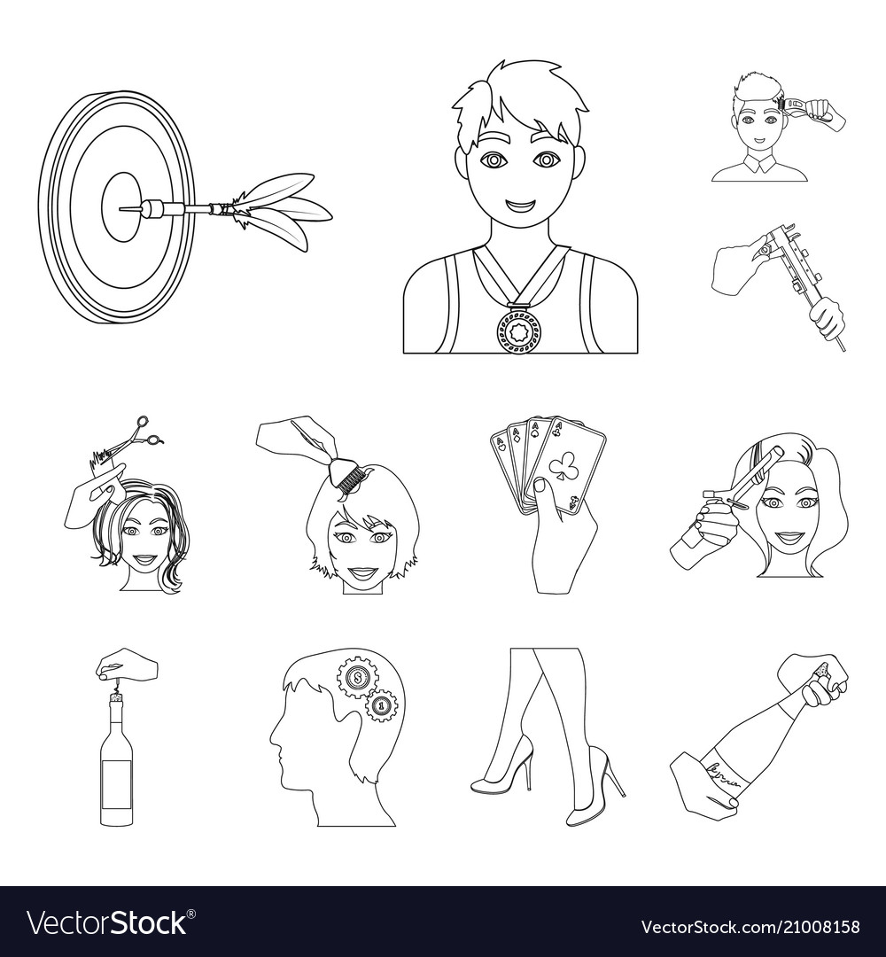 Manipulation by hands outline icons in set Vector Image Manipulation by hands outline icons in set
