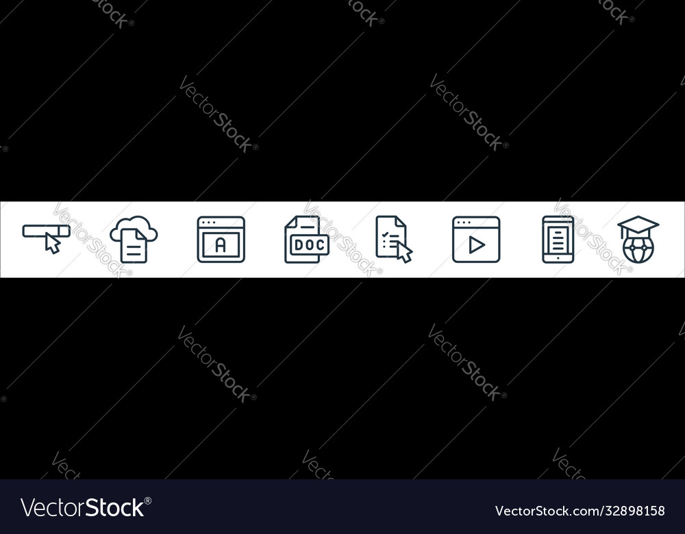 Online learning line icons linear set quality