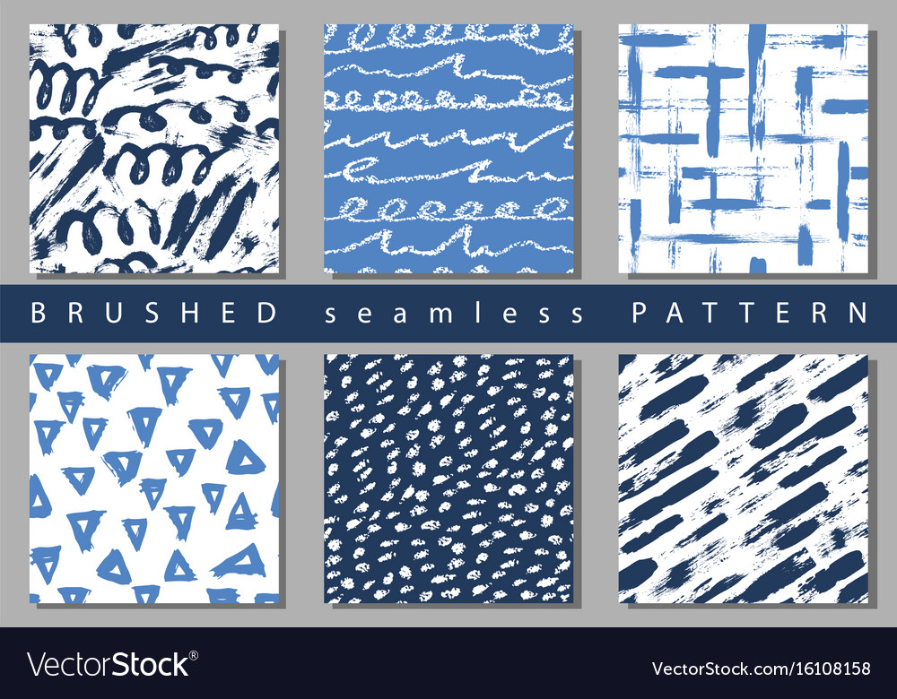 Set of colorful seamless pattern with brush