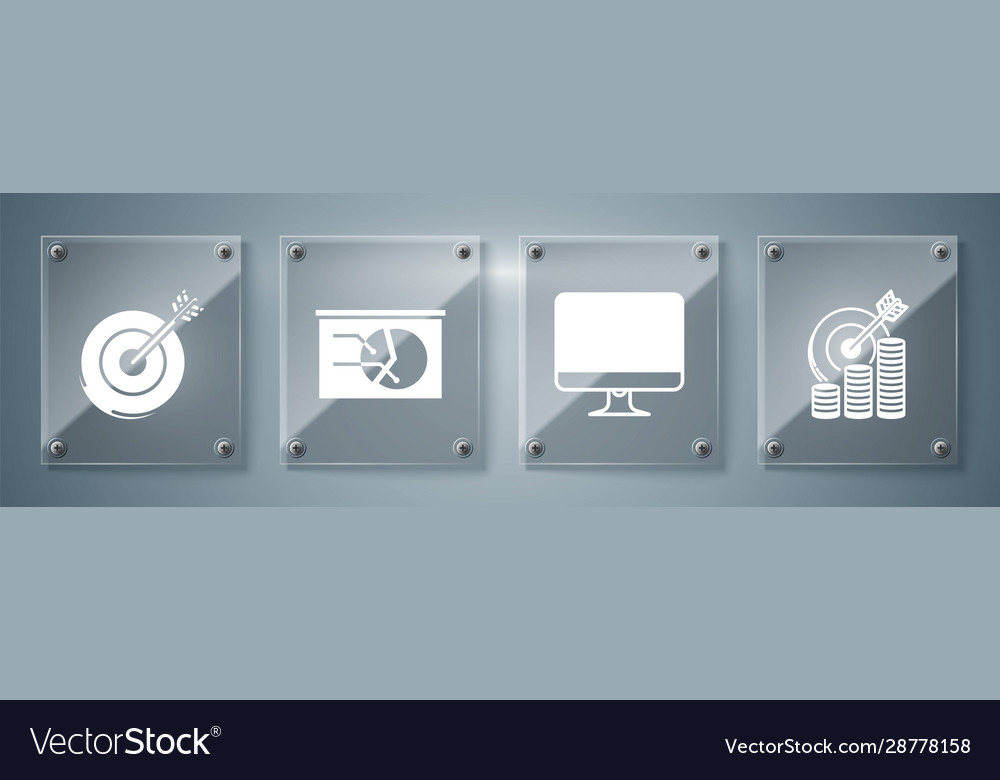 Set target with coin symbol computer monitor vector image Set target with coin symbol computer monitor