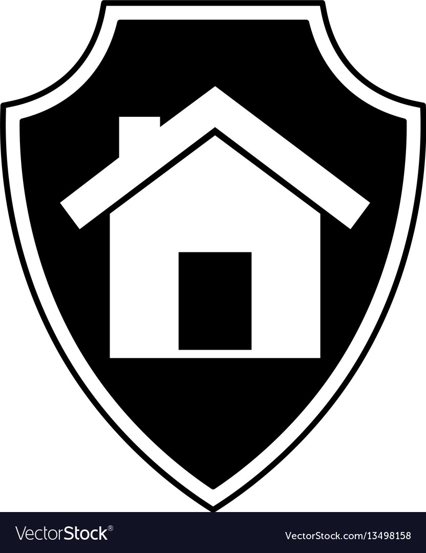 Shield insurance with house isolated icon