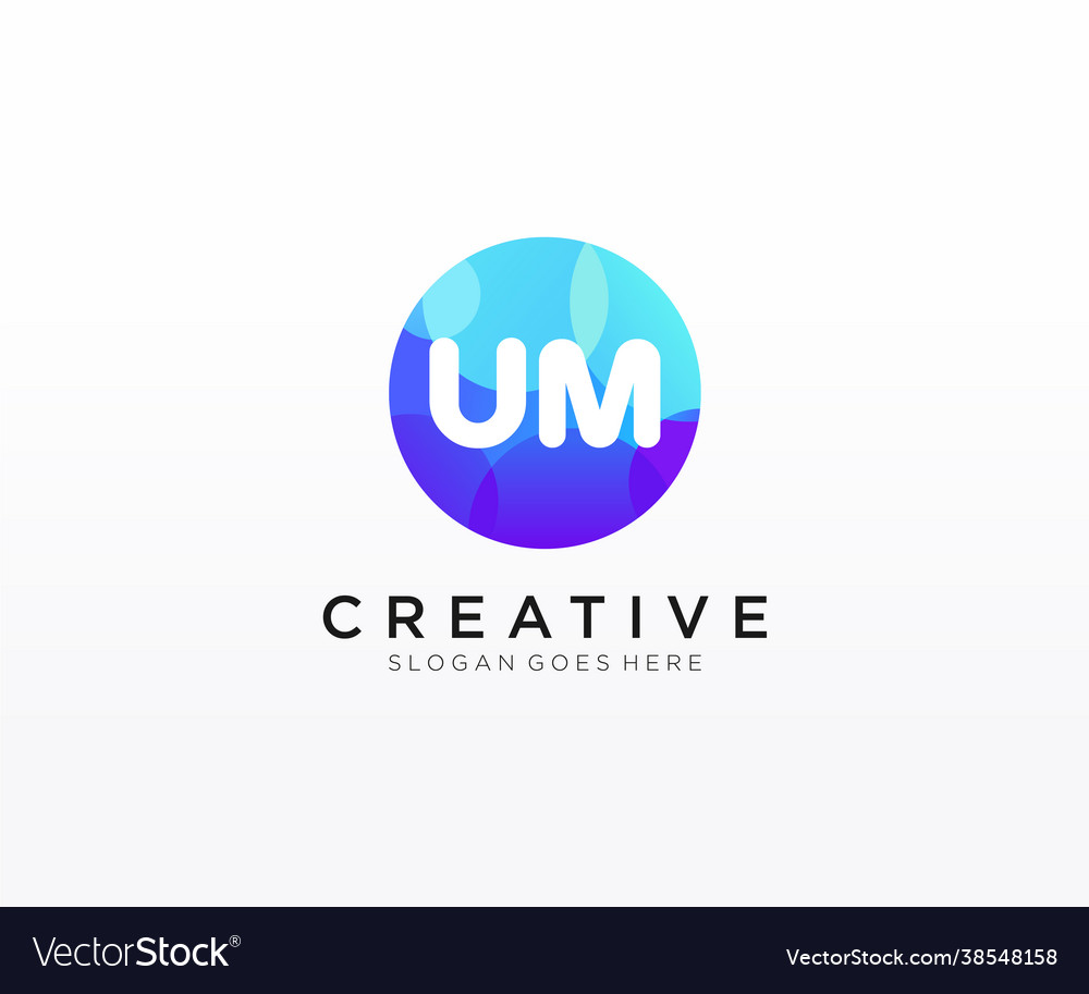 Um initial logo with colorful circle template Vector Image Um initial logo with colorful circle template