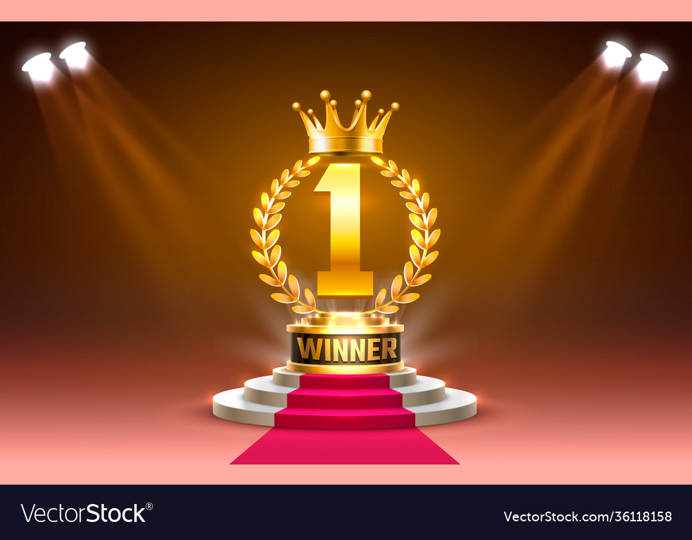 Winner stage podium with lighting stage podium Vector Image