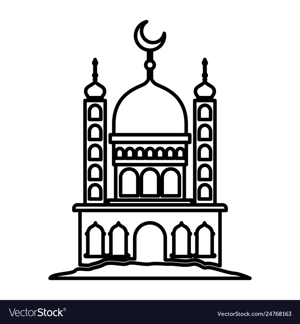 Arabic castle tower with moon Royalty Free Vector Image